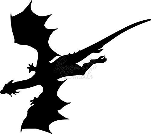 Dragon Flying Soaring Vinyl Decal Sticker for Home Office Decor Vehicle Window Sign Size- 20 inch / 50 cm Wide Color- Gloss White