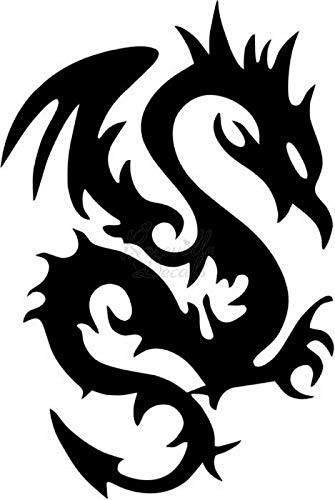 Tribal Dragon Vinyl Decal Sticker for Home Office Decor Vehicle Window Sign Size- 20 inch / 50 cm Tall and Color- Gloss Black