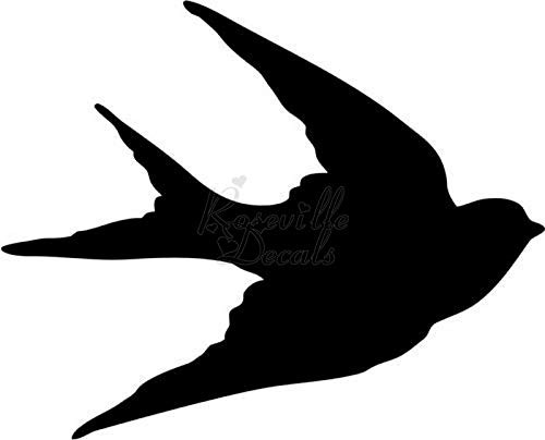 Flying Sparrow Bird Vinyl Decal Sticker for Home Office Decor Vehicle Window Sign Size- 20 inch / 50 cm Wide Color- Gloss White