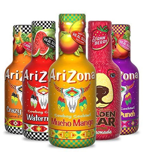 Arizona Cocktail Drinks Premium Juice Variety Pack in 16.9 Ounce Bottles, Fruit Punch 3, Mucho Mango 3, Watermelon 2, Crazy Cocktail 2, Strawberry Lemonade 2 - Pack of 12 Arizona Cocktail Drinks Premium Juice Variety Pack in 16.9 Ounce Bottles, Fruit Punch 3, Mucho Mango 3, Watermelon 2, Crazy Cocktail 2, Strawberry Lemonade 2 - Pack of 12