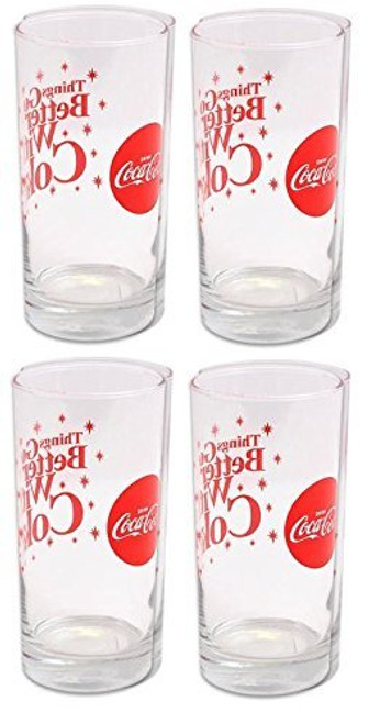 Libbey Coca Cola Sparkle Cooler Glass Tumbler-16oz Set of 4