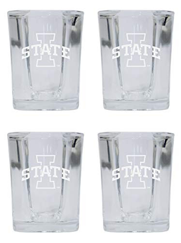 Iowa State Cyclones 2 Ounce Square Shot Glass laser etched logo Design 4-Pack