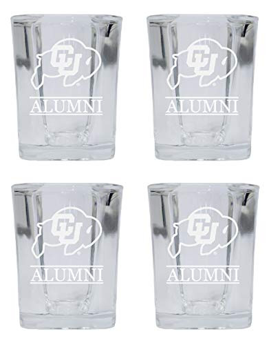 Colorado Buffaloes Alumni 2 Ounce Square Shot Glass laser etched logo Design 4-Pack