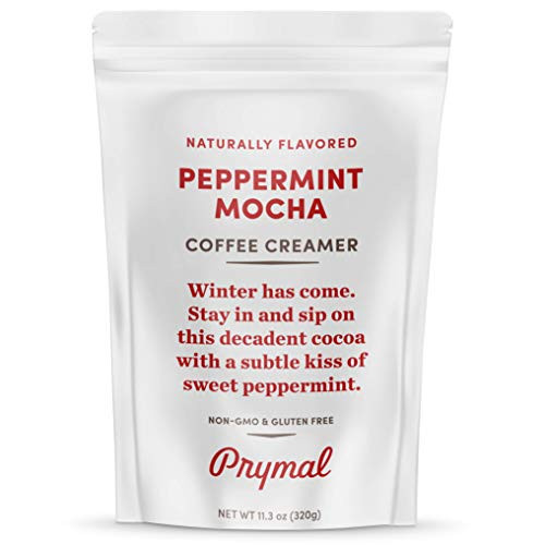 PRYMAL Peppermint Mocha Coffee Creamer - Keto, Non Dairy, Sugar Free - 100 percent Natural, Non Refrigerated Powder with MCT - 11.3oz Bag