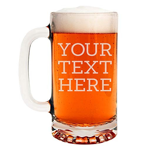 Personalized Etched Custom Message 16oz Glass Beer Mug  Your Text Here