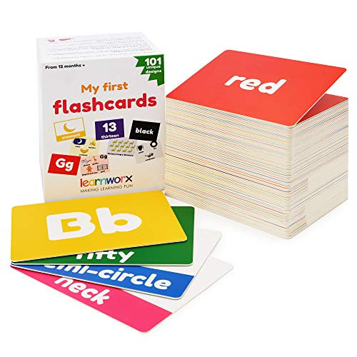 My First Flash Cards for Toddlers - 101 Cards - 202 Sides - Learn Shapes, Numbers, Colors, Body Parts, Counting, Letters  and  More - Great Value, Fun Learning and Educational Flashcards