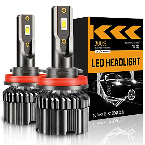 LRTER H11/H9/H8 LED Headlight Bulbs 6000K Cool White Extremely Bright LED Headlights Conversion Kit 60W 12000LM Halogen Replacement, Pack of 2 LRTER H11/H9/H8 LED Headlight Bulbs 6000K Cool White Extremely Bright LED Headlights Conversion Kit 60W 12000LM Halogen Replacement, Pack of 2