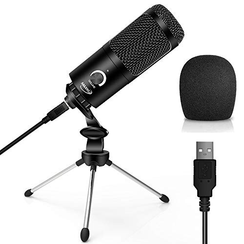 MAXKU USB Microphone Condenser Microphone Computer Recording Mic with Tripod Stand for YouTube, Streaming, Podcasting,Skype, Twitch,Compatible with Laptop Desktop Windows PC  and  Mac