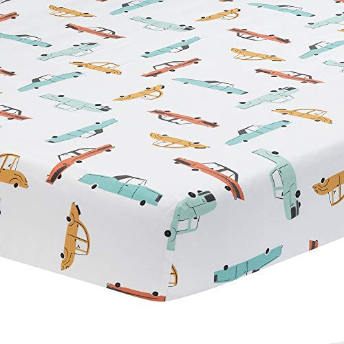 Lambs and Ivy Baby Car Tunes Watercolor 100 percent Cotton Fitted Crib Sheet - White Lambs and Ivy Baby Car Tunes Watercolor 100 percent Cotton Fitted Crib Sheet - White