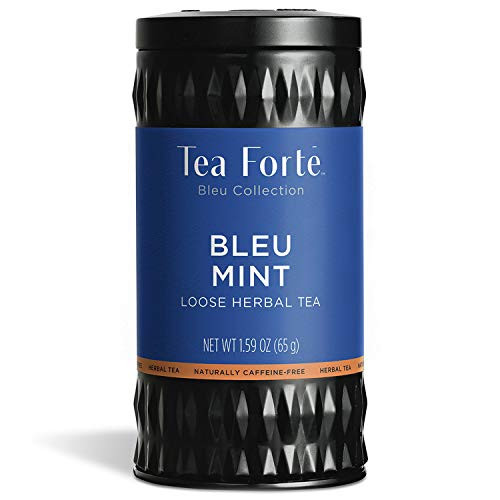 Tea Forte BLEU MINT Butterfly Pea Blue Herbal Tea with Organic Peppermint, Lemon Balm and Licorice Root, Loose Leaf Tea Tin, 1.59 oz Canister