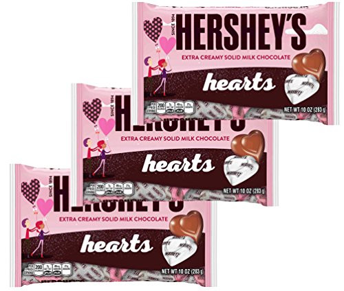 Hershey Chocolate Hearts - Valentines Day Milk Chocolate Candy Variety Mix - Valentine Assortment Pack - 10 Ounce Bag 3 Pack Holiday Candies For Home Office Work School Hearts Milk Chocolate