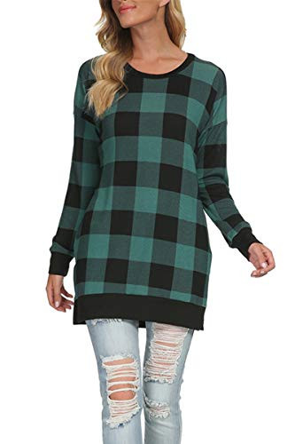 levaca Womens Plus Size Pullover Sweatshirts Tunic Tops for Leggings Green XXL