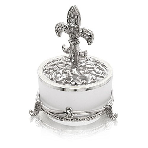 Frosted Glass with Fleur De Li Decorative Trinket Box Model No. J-539