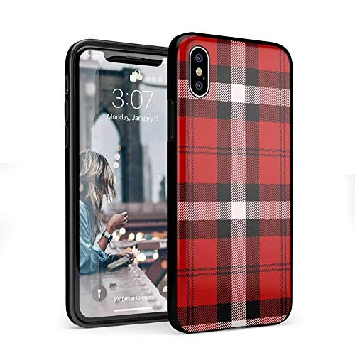 Casely iPhone X/XS Phone Case - As if Red Plaid Case - 360 Degree Coverage for Your Phone - Precise Cutouts, 1mm Raised Lip Camera Protection - Classic