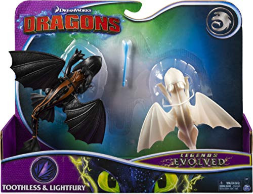 Dreamworks Dragons Legends Evolved, Toothless and Lightfury Dragon Figures 2-Pack Gift Set