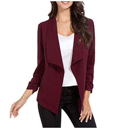 Wenini Womens Casual Work Office Open Front Solid Color Blazer Jacket Lapel Long Sleeve Coat Suit Slim Cardigan Casual Tops