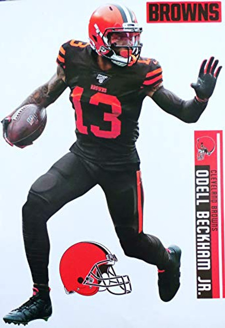 Fathead TEAMMATE Odell Beckham Jr. Cleveland Browns Logo Set Official NFL Vinyl Wall Graphics 17inch  INCH