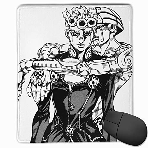 Giorno Giovanna, JoJo's Bizarre Adventure Part. 5 Ougon No Kaze Mouse Pad Non-Slip Rubber Base for Office Gaming Computer with Stitched Edge 10x12 in