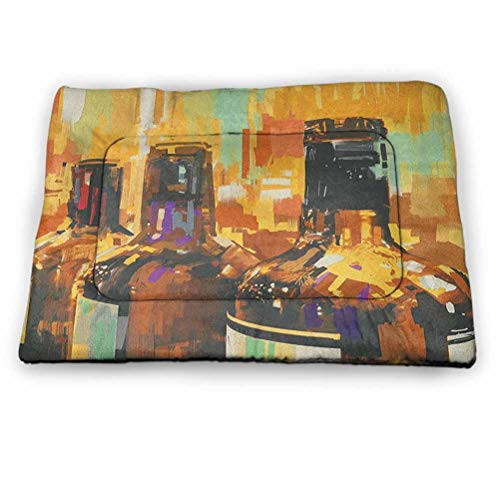 Dog Beds Crate Pad Mat Wine Machine Wash  and  Dryer Friendly Colorful Painting Style Bottles of Wine with Vivid Bruststrokes Beverage Artwork Print for Large Medium Small Dogs and Cats 18inch x12inch