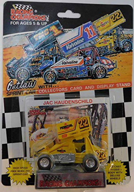 WORLD OF OUTLAWS Jac Haudenschild Outlaw Sprint Car Black and White Checkered Flag Card 164 Scale die-cast Racer by Racing Champions WORLD OF OUTLAWS Jac Haudenschild Outlaw Sprint Car Black and White Checkered Flag Card 164 Scale die-cast Racer by Racing Champions