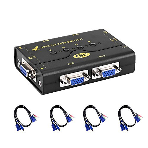 CKL 41UA USB 2.0 VGA KVM Switch with USB Hub + Cables Support Audio Microphone 2048x1536 (4 Port Manual)