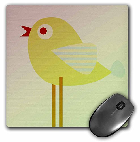 3dRose LLC 8 x 8 x 0.25 Cute Green Bird Animals Children's Art Mouse Pad (mp_79257_1)