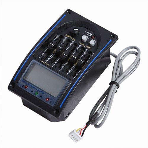 1 Set Acoustic 5-Band EQ Equalizer Guitar Preamp Piezo Pickup Tuner with LCD Display No Battery