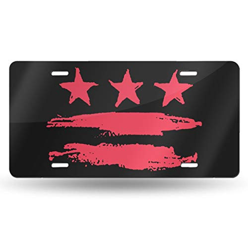 WAZZ CHUD Washington DC Flag Novelty License Plate Decorative Car Front License Plate Vanity Tag Aluminum Car Plate 6inch  X 12inch  Inch Car Plate License Plate Frame