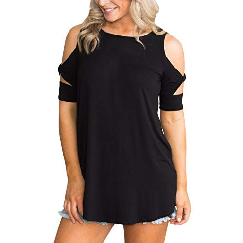 Womens O-Neck Short Sleeve Solid Casual Loose Strapless T Shirt Tops Blouse Womens O-Neck Short Sleeve Solid Casual Loose Strapless T Shirt Tops Blouse