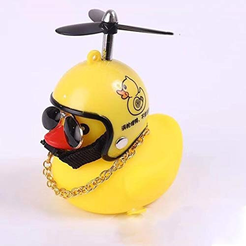 JKMQA dx Toys Rubber Duck Toy Car Ornaments Yellow Duck with Propeller Helmet Car Dashboard Decor Squeaking Glowing Duck Toys for Adults Kids Color  J
