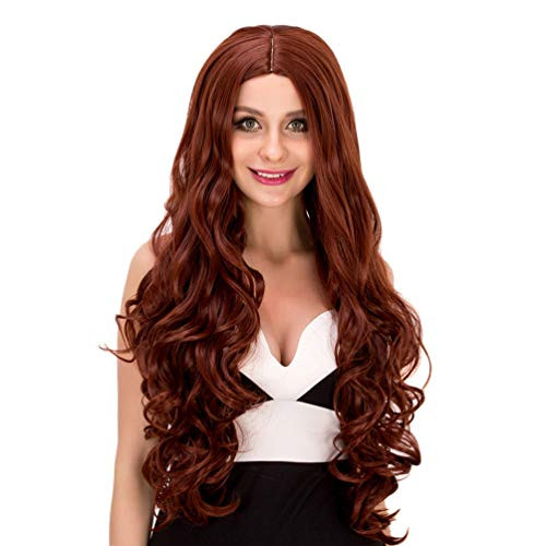HongHu Womens Central Part Heat Stylish Wigs Long Great Wavy Curly Wigs Anime Cosplay Full Hair Party Or Daily Use Wig Red Brown HongHu Womens Central Part Heat Stylish Wigs Long Great Wavy Curly Wigs Anime Cosplay Full Hair Party Or Daily Use Wig Red Brown