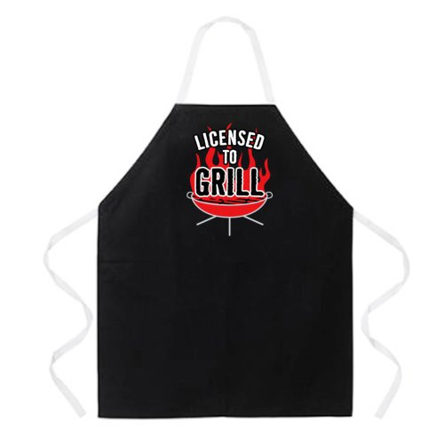 Attitude Aprons Fully Adjustable "Licensed to Grill" Apron, Black