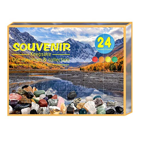 12/24PC Rocks Storage Gift Box, Xmas Advent Calendar 2020,Provides Kids Educational Toys Suitable Gifts for Children, National Geographic Rocks Kit Science Toys Make Great Kids Activities 24PC