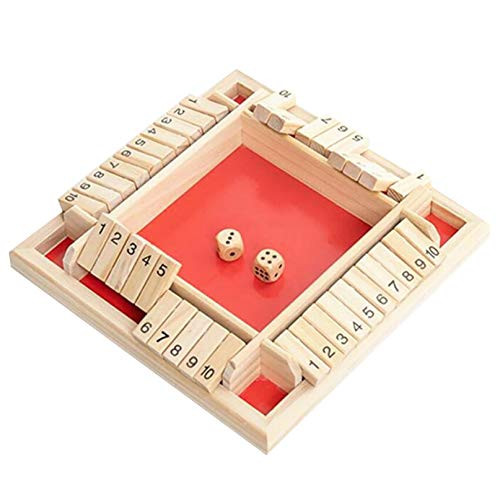 Sdoveb Shut The Box Dice Game Mathematic Traditional Pub Board Dice Game Travel 4 Players Perfect Educational Toys Great Family Board Games Holiday Entertaining Game Red