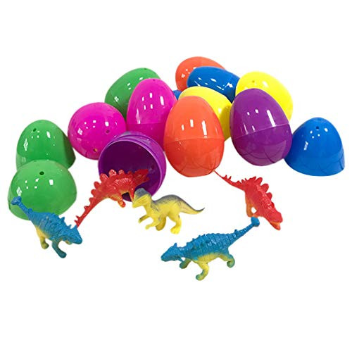 Kanzd 12PCS Easter Eggs Filled with Mini Dinosaurs and Mini Car B