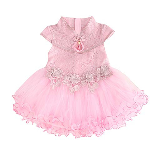 chuxin HuangBaby Girl Floral Embroidery Lace Patchwork Cheongsam Tutu Princess Dress Pink chuxin HuangBaby Girl Floral Embroidery Lace Patchwork Cheongsam Tutu Princess Dress Pink