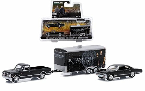 Greenlight 1967 Chevy Impala SS Supernatural w/ C-10 and Trailer, Black 51006 - 1/64 Scale Diecast Model Toy Car