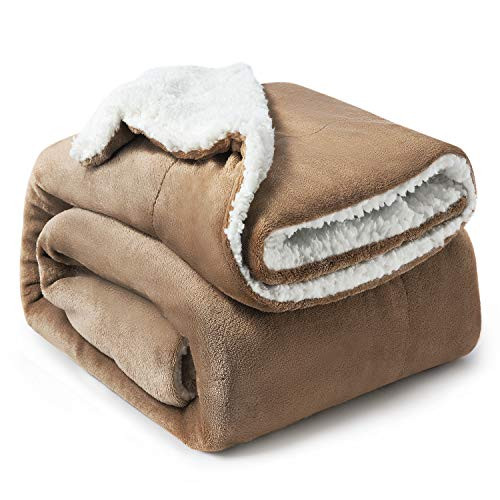 Bedsure Sherpa Fleece Blanket Throw Size Camel Plush Throw Blanket Fuzzy Soft Blanket Microfiber