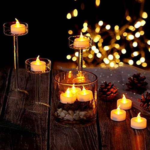 Flameless LED Tealight,Set of 12,Battery Operated Yellow Flickering LED Candle with Remote Control,Long Lasting LED Candle for Halloween,Thanksgiving,Wedding,Christmas,Table Dining,Home Decor