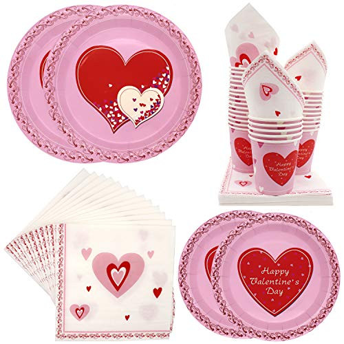 Pandecor Happy Valentine's Day 120 Pcs Party Supplies -Serves 30- Disposable Tableware Set,Include 30 Dinner Plates,30 Dessert Plates,30 Cups and 30 Napkins Pandecor Happy Valentine's Day 120 Pcs Party Supplies -Serves 30- Disposable Tableware Set,Include 30 Dinner Plates,30 Dessert Plates,30 Cups and 30 Napkins