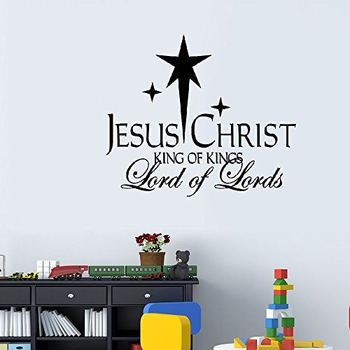 Wall Sticker Jesus Christ King of Kings Vinyl Wall Statement Family DIY Decor Art Stickers Home Decor Wall Art for Kids Living Room Bedroom Bathroom Office Home Decoration