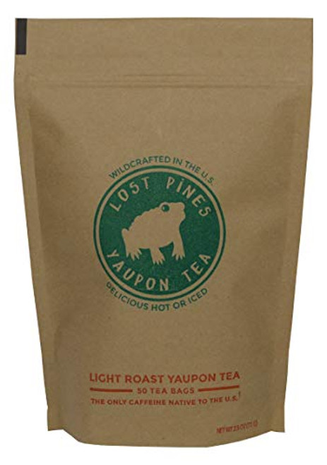50 Tea Bags - Light Roast Yaupon Tea - Lost Pines Yaupon Tea - Sustainably wild harvested yaupon, the only caffeinated plant native to North America. 