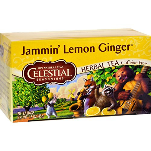 Celestial Seasonings Herbal Tea - Jammin39 Lemon Ginger - Caffeine Free - Case of 6 - 20 Bags Celestial Seasonings Herbal Tea - Jammin39 Lemon Ginger - Caffeine Free - Case of 6 - 20 Bags