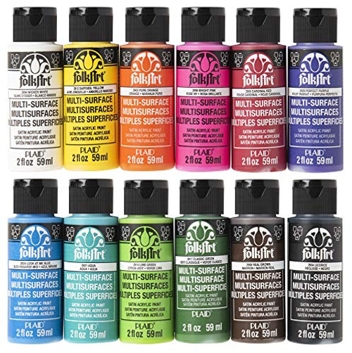 FolkArt PROMO830 Multi Satin Finish Acrylic Craft Paint Set Designed for Beginners and Artists, Non-Toxic Formula That Works on All Surfaces, 2 oz, Assorted Colors 1