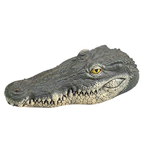 Fewear Floating Alligator Decoy, Alligator Head Decoy  and  Pond Float with Reflective Eyes for Geese  and  Blue Heron Control,Floating Crocodile Head Water Decoy Garden Pond Art Decor for Goose Control A