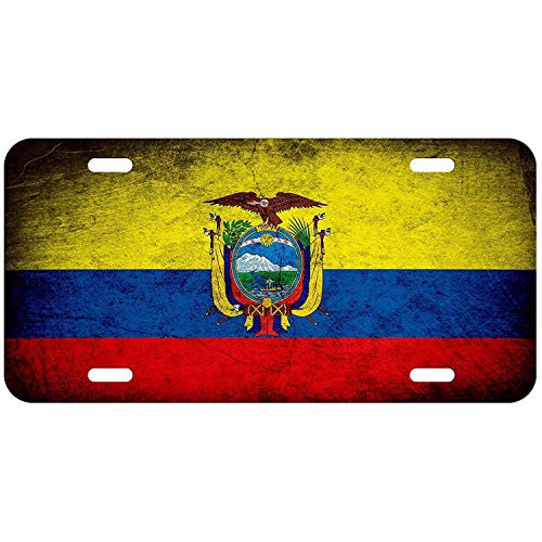 SSLife Flag of Ecuador Ecuadorian - Rustic License Plate Metal Aluminum Vanity Auto Car Tag for Decoration 6x12 Inchs SSLife Flag of Ecuador Ecuadorian - Rustic License Plate Metal Aluminum Vanity Auto Car Tag for Decoration 6x12 Inchs