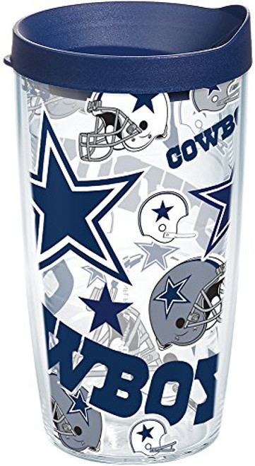 Tervis 1247894 NFL Dallas Cowboys All Over Tumbler with Wrap and Navy Lid 16oz, Clear Tervis 1247894 NFL Dallas Cowboys All Over Tumbler with Wrap and Navy Lid 16oz, Clear