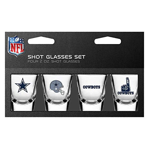 PSG, NFL Dallas Cowboys Shot Glass Set4 Pack Shot Glass Set, Team Colors, One Size