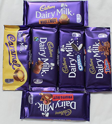 Cadbury Dairy Milk Most Popular Chocolate Bars From England- Whole nut, Caramel, Fruit  and  Nut, Oreo, Plain, Daim