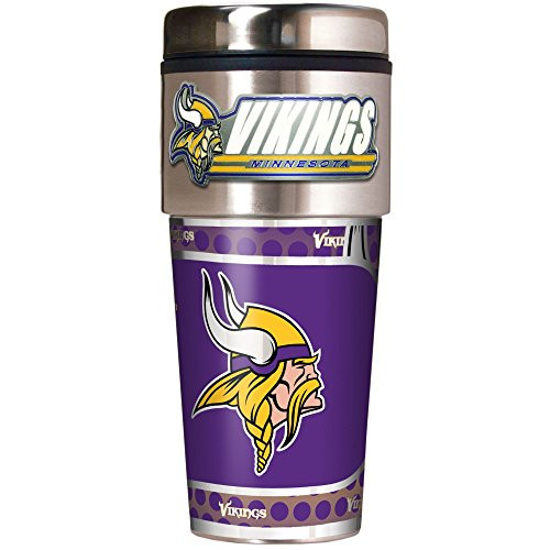 NFL Minnesota Vikings Metallic Travel Tumbler, Stainless Steel and Black Vinyl, 16-Ounce NFL Minnesota Vikings Metallic Travel Tumbler, Stainless Steel and Black Vinyl, 16-Ounce